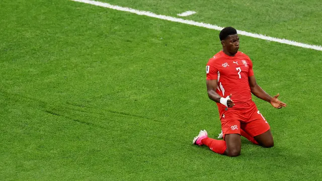 Perayaan gol Breel Embolo saat Swiss mengalahkan Aljazair di 32 besar Piala Dunia 2026