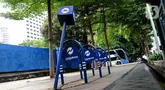 Kondisi fasilitas untuk pesepeda di salah satu jalan yang ada di Jakarta, Jumat (25/4/2025). (Liputan6.com/Herman Zakharia)