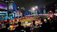 Potret megahnya gala dinner KTT ASEAN 2023 yang diwarnai pesta kembang api hingga video mapping hiasi gedung-gedung pencakar langit Jakarta. (Dok. Muchlis Jr/Biro Pers Sekretariat Presiden)