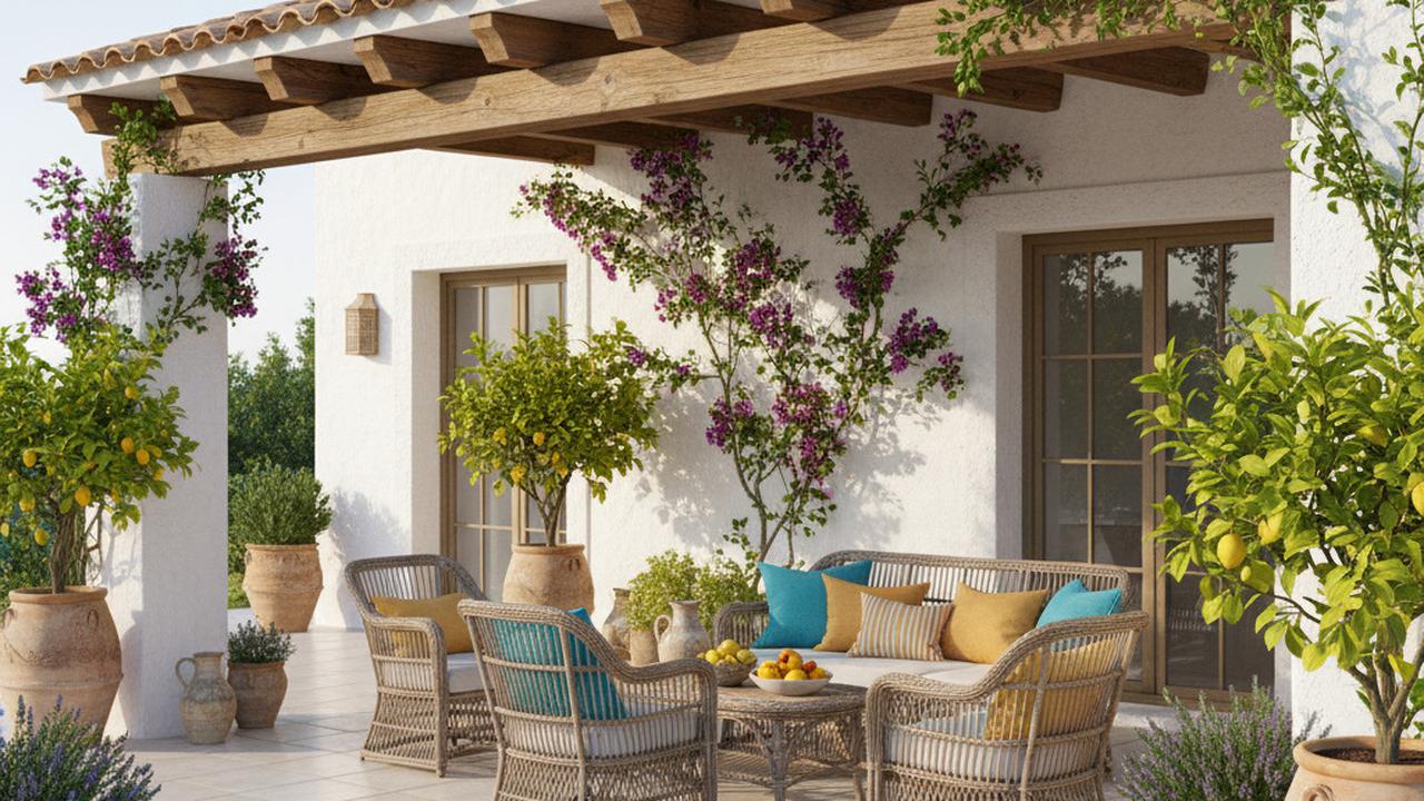 Teras Rumah dengan Desain Mediterania