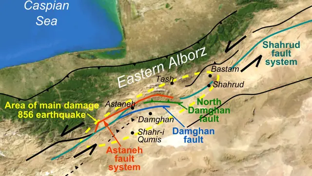 Area gempa Damghan, Iran, 22 Desember 856