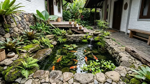 Model Kolam Ikan Minimalis Depan Rumah Lahan Sempit (Foto: Gemini AI)