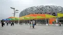 Foto pada 17 Agustus 2020 memperlihatkan lokasi outdoor sementara Pameran Perdagangan Jasa Internasional China (China International Fair for Trade in Services/CIFTIS) di Beijing. Lokasi dan fasilitas outdoor sementara untuk pameran tersebut selesai dibangun pada Senin (17/8). (Xinhua/Zhang Chenlin)