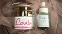 Brightening Glow Facial Day Cream dan Glow Activation Booster Serum dari Lovila. (Liputan6.com/Asnida Riani)