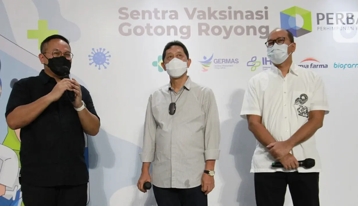 Pada program vaksinasi gotong royong yang digelar di Jakarta, Bio Farma dan Kimia Farma menyiapkan vaksin untuk 50.000 karyawan pada 19-30 Juni untuk tahap pertama dan  11-19 Juli untuk tahap kedua. (Liputan6.com/HO/Rizky)