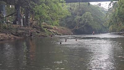 Ciliwung Surut 30–50 Cm di Depok, Remaja Depok Berenang