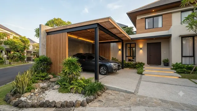 Model Carport Bergaya Japandi Modern