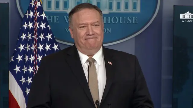 Menlu AS Mike Pompeo di briefing Gedung Putih terkait Virus Corona (COVID-19).