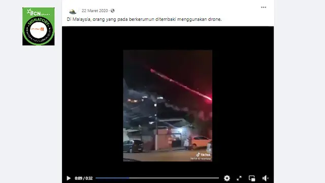Cek Fakta Liputan6.com menelusuri klaim video drone menembaki orang yang berkerumun di Malaysia