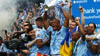 Perayaan juara Liga Premier yang dilakukan para pemain Manchester City. (REUTERS/Darren Staples)
