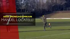 Manuel Locatelli menunjukkan aksinya dengan juggling menggunakan tumit di sesi latihan AC Milan