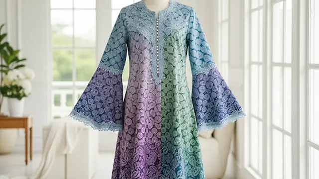 Tunik Batik Bell Sleeve dengan Detail Kombinasi Motif Koin dan Kawung