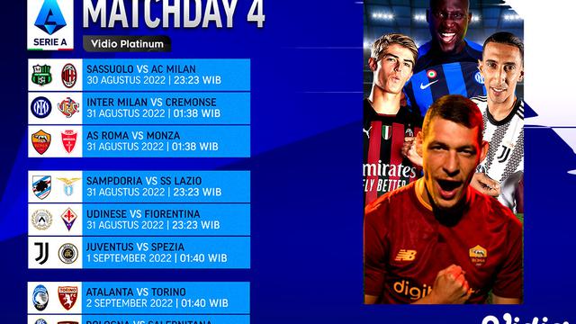 Jadwal dan Live Streaming Liga Italia 2022/2023 Pekan Keempat di Vidio, 30 Agustus - 2 September 2022