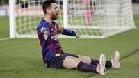 Lionel Messi mencetak dua gol saat Barcelona menang 3-0 atas Liverpool. (AP Photo/Emilio Morenatti)