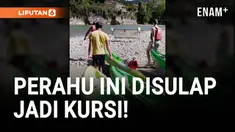 Perahu kayak yang sudah tidak layak digunakan bisa didaur ulang jadi kursi.