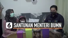 Menteri BUMN Erick Thohir berikan santunan berupa beasiswa pada anak-anak seorang karyawati BUMN di Malang. Suami karyawati tersebut meninggal setelah terinfeksi Covid-19.