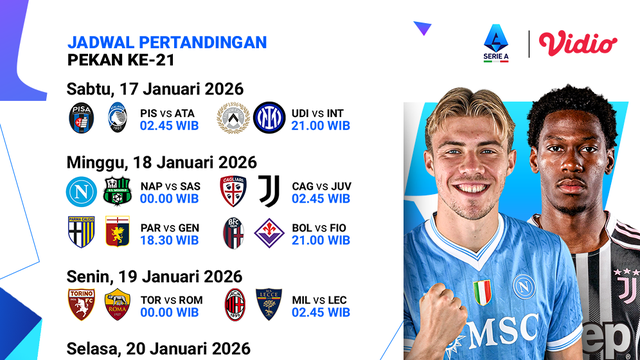 Jadwal Serie A pekan ke-21 di Vidio. (dok. vidio.com)