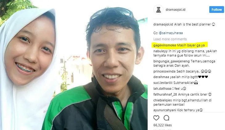 Salah satu pengguna ojek online nggak sengaja bertemu dengan ayahnya yang sudah lama hilang kabar. (Foto: istimewa)