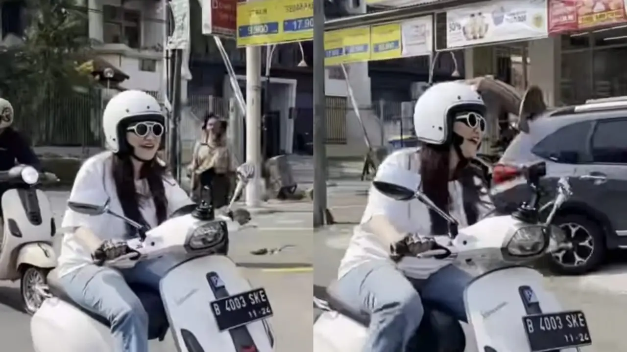 Nathalie Holscher Asik Naik Vespa Bareng Geng Motor