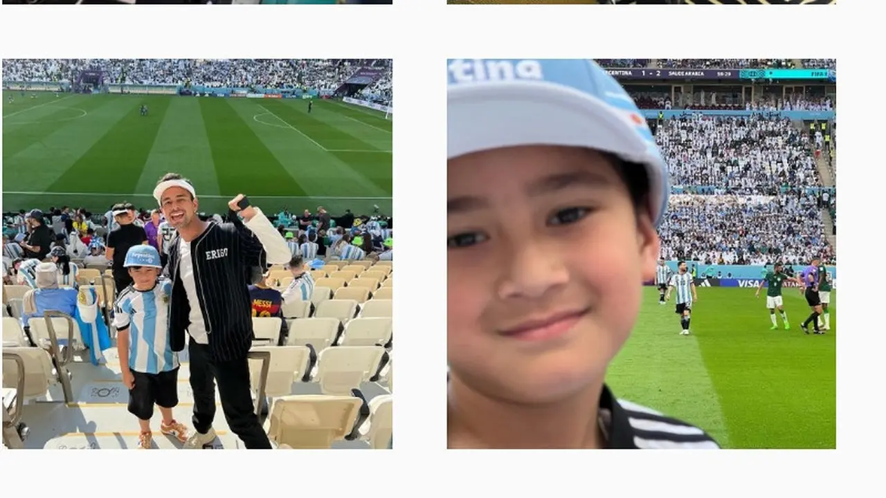 Rafathar dan Raffi Ahmad nonton Piala Dunia 2022 Qatar laga Arab Saudi vs Argentina (Foto: Instagram @raffinagita1717)