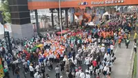Sejumlah warga melakukan kegiatan saat Hari Bebas Kendaraan Bermotor (HBKB) atau Car Free Day (CFD) di kawasan Rasuna Said, Jakarta Selatan, Minggu 10 Mei 2026. (Antara)