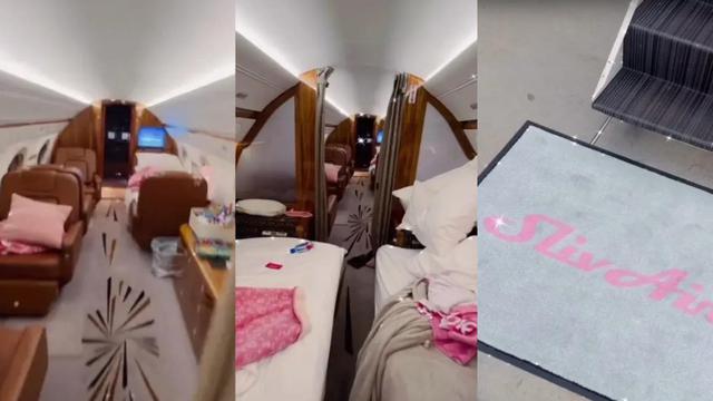 Jet pribadi Paris Hilton yang didekorasi serba pink dan kucing. (Dok: IG @parishilton https://www.instagram.com/parishilton?igsh=OXZuOXlpMmRkNHAx)