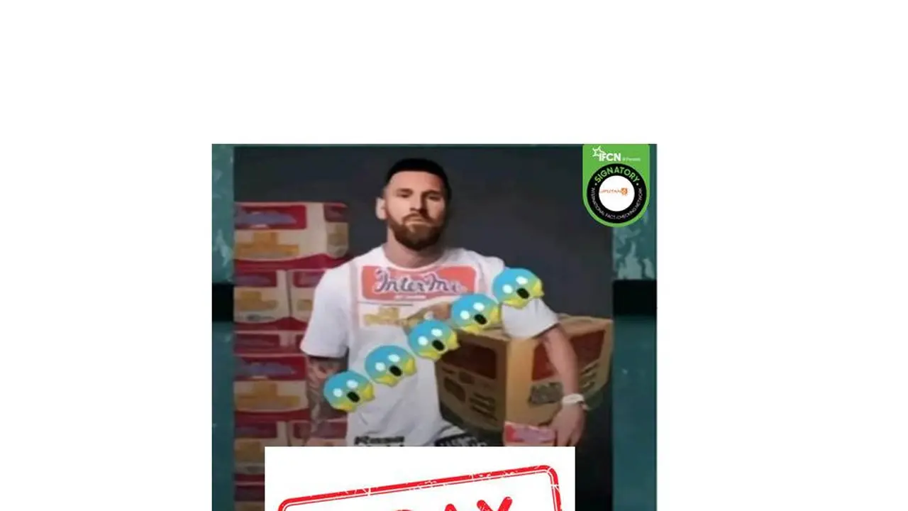 Cek Fakta foto Lionel Messi memegang dus mie instan