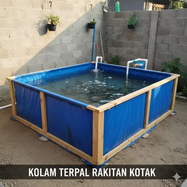 Kolam Terpal Rakitan Kotak (foto: AI)