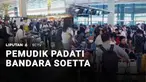 Ribuan calon penumpang memadati Terminal 3 Keberangkatan Bandara Soekarno-Hatta, Tangerang, Banten.