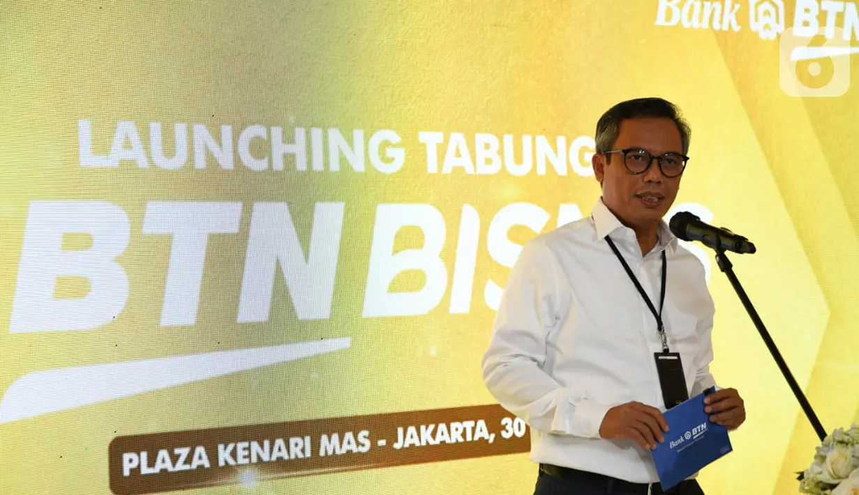 Wakil Direktur Utama BTN Nixon LP Napitupulu memberi sambutan pada peluncuran Tabungan BTN Bisnis di Jakarta, Rabu (30/03/2022). Tabungan BTN Bisnis merupakan Tabungan khusus bagi para pelaku usaha yang dilengkapi dengan fitur khusus. (Liputan6.com/HO/BTN)