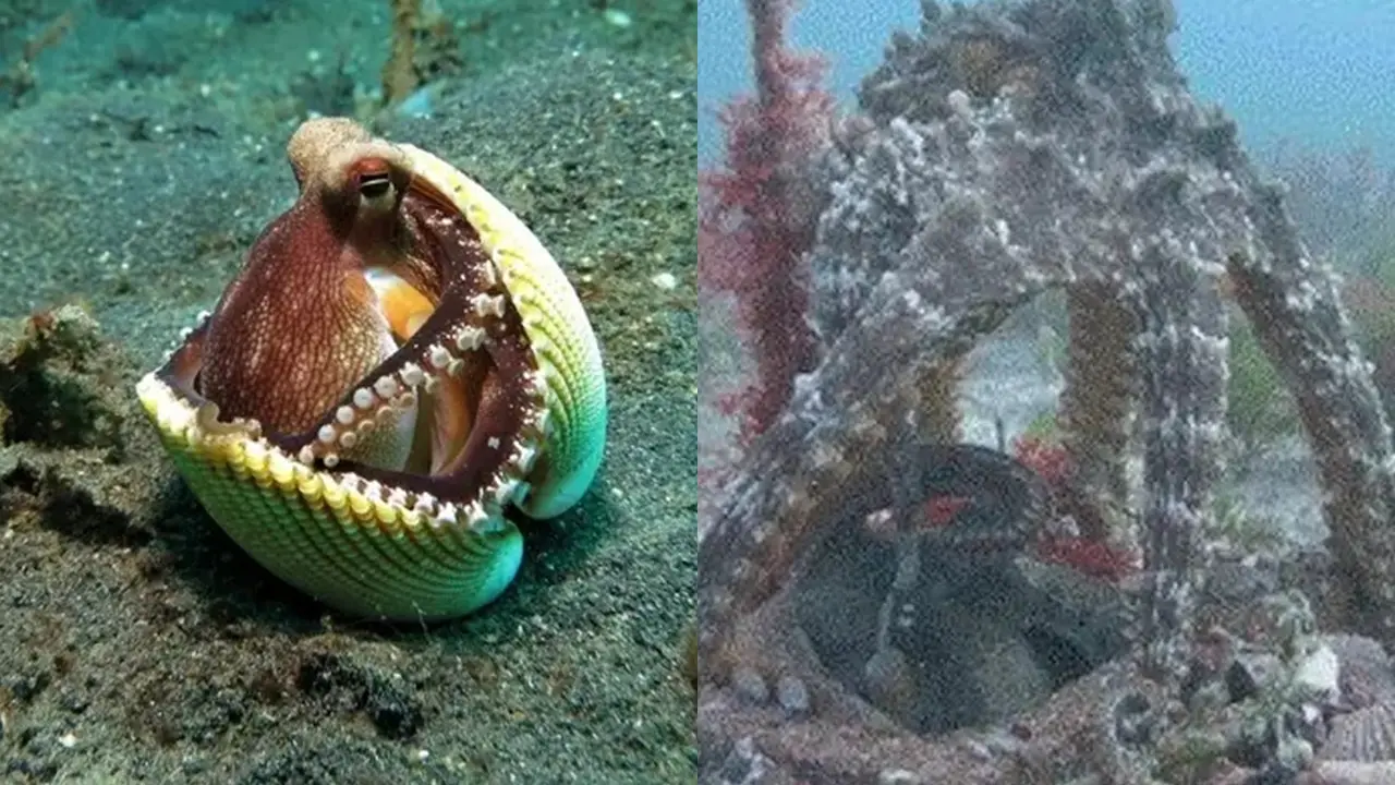 Gurita Bangun Rumah di Dasar Laut