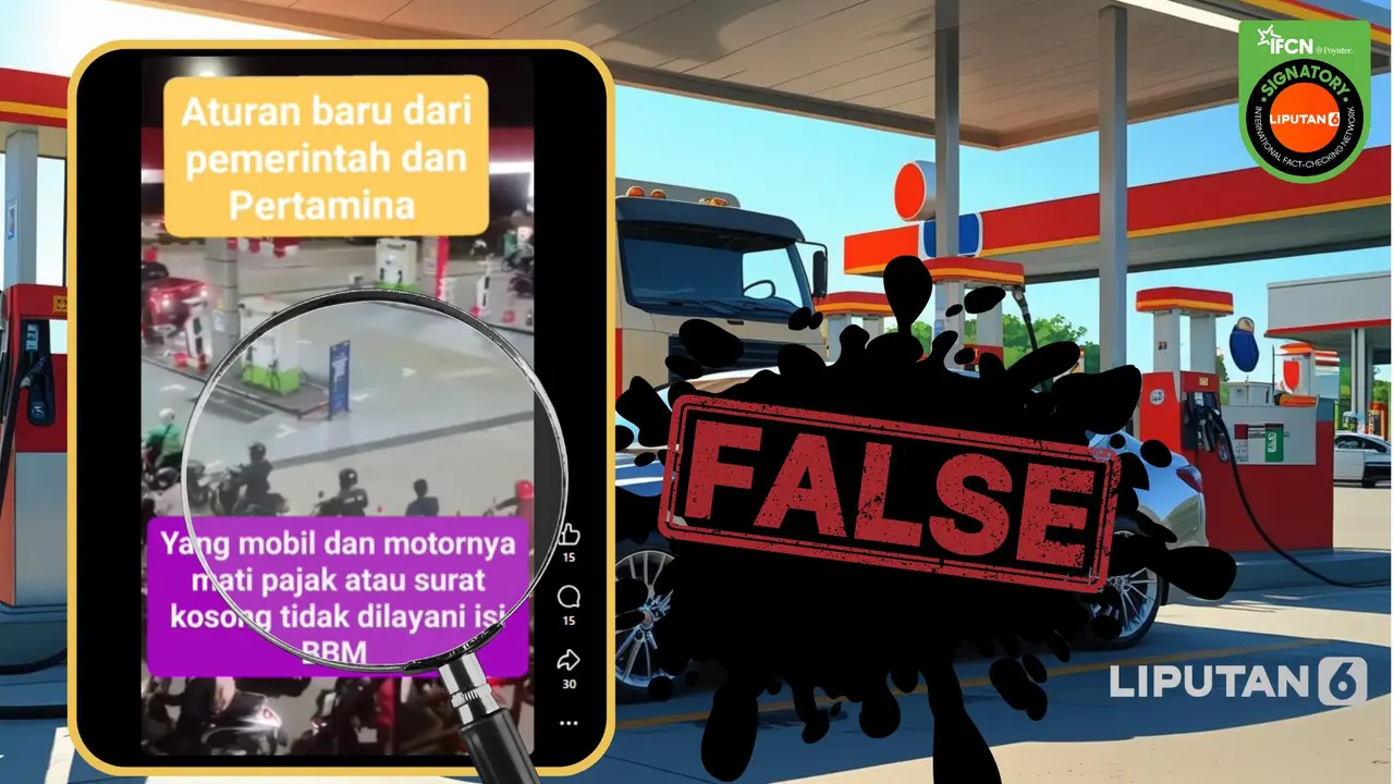 Tangkapan layar  klaim aturan baru pemerintah dan Pertamina kendaraan pajak mati tidak bisa isi BBM