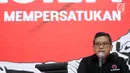 Sekjen Partai Demokrasi Indonesia Perjuangan, Hasto Kristiyanto memberi keterangan terkait persiapan HUT PDIP ke-45 di Jakarta, Selasa (9/1). Puncak HUT PDIP ke-45 akan dihadiri Presiden Joko Widodo. (Liputan6.com/Helmi Fithriansyah)