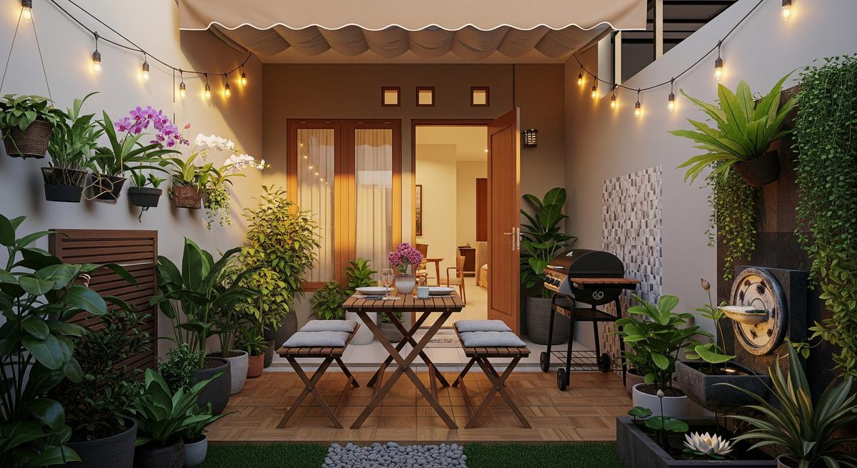 Model Halaman Belakang Rumah Kecil untuk Spot Barbeque dan Kumpul Seru/ Ilustrasi AI