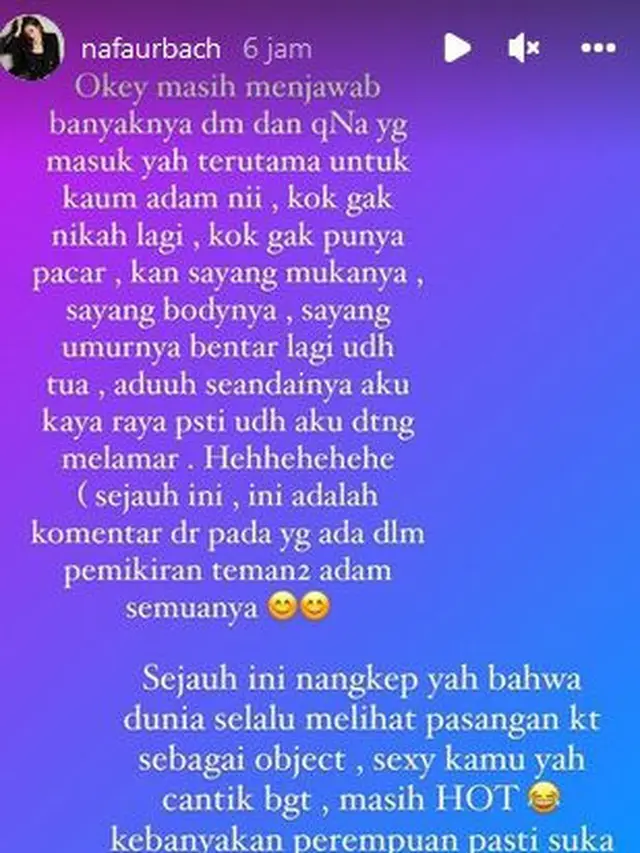 Unggahan Nafa Urbach di Instagram