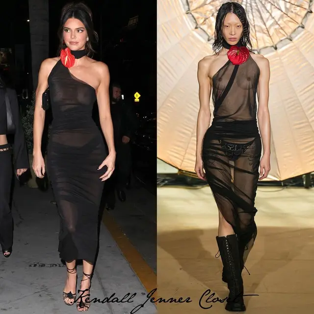 Potret Viral Kendal Jenner Pakai Gaun Menerawang Tanpa Bra saat Hadiri Pesta Ultah Teman