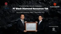 Pencatatan saham perdana PT Black Diamond Resources Tbk (COAL), Rabu, (7/9/2022) (Foto: BEI)