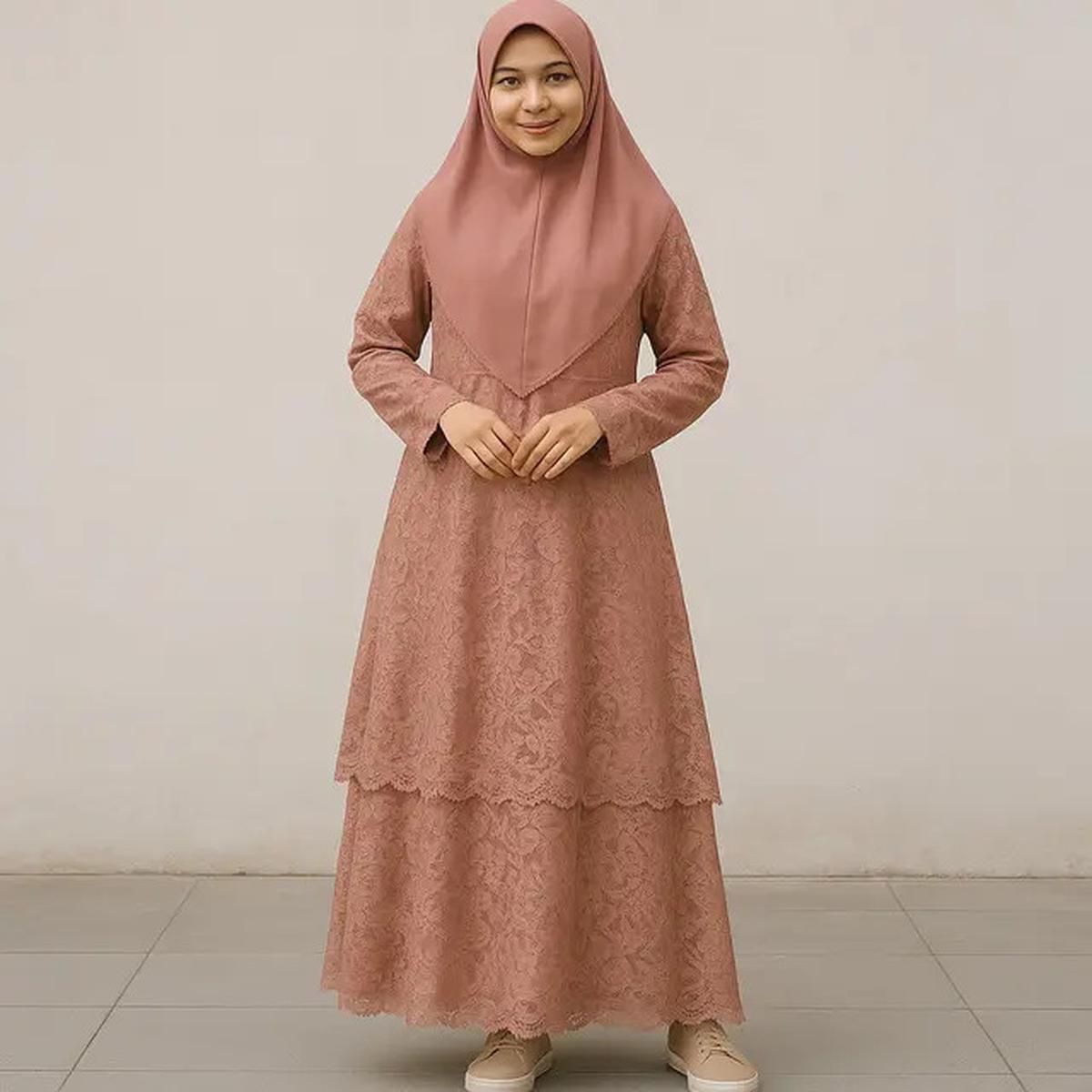 8 Inspirasi Model Gamis Syari A-Line Kombinasi Brokat, Pilihan Tepat untuk Tampil Elegan dan Anggun