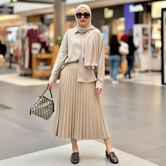 Outfit ke Mall Rok A-Line dengan Kemeja Oversized untuk Kesan Casual Chic