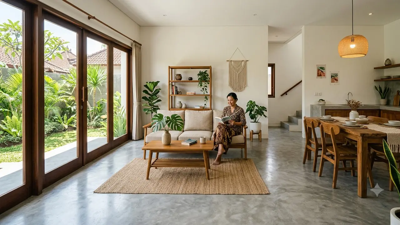 Desain Rumah Lantai Semen Ekspos Halus yang Terlihat Elegan, Bersih dan Bikin Nyaman