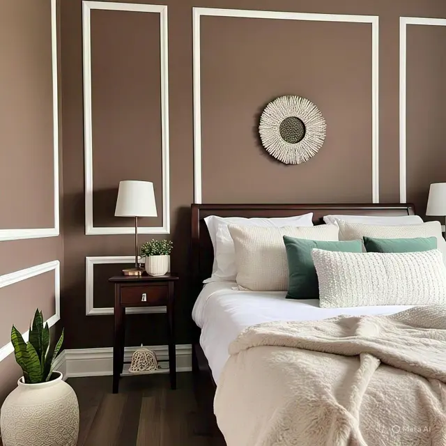Perpaduan Cat Kamar Warna Coklat dan Putih