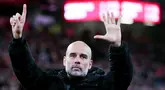 L'entraîneur de Manchester City, Pep Guardiola, a donné une réponse acerbe aux supporters de Liverpool après avoir été moqué lors du match entre City et Liverpool dimanche (12/01/2024). (Photo AP/Ian Hodgson)