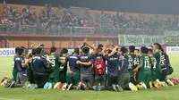 Persebaya merayakan kelolosan ke final Piala Presiden 2019. (Bola.com/Aditya Wany)