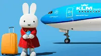 Kelinci Miffy jadi tema khusus dalam salah satu penerbangan KLM Royal Dutch Airlines.