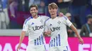 Como 1907 akhirnya meraih kemenangan perdana mereka di Serie A musim 2024/2025 setelah sukses mempermalukan tuan rumah Atalanta dengan skor 3-2, Rabu (25/9/2024) dini hari WIB. (Spada/LaPresse via AP)