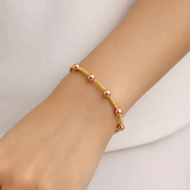 Gelang Emas Bola Kecil 2–5 Gram Kombinasi Spiral Modern