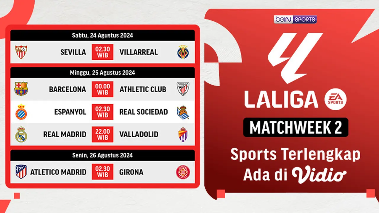 Jadwal Liga Spanyol 2024/25 Pekan Kedua dan Live Streaming di Vidio