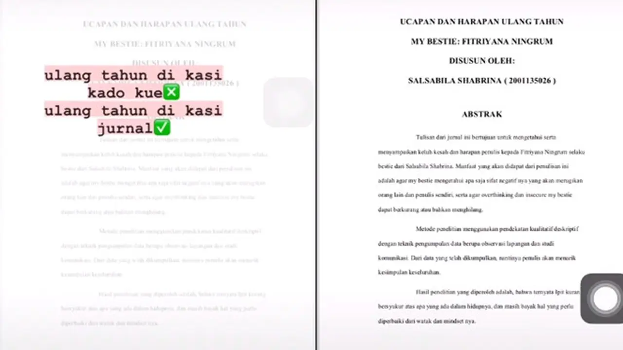 Antimainstream, Wanita Ini Dapat Kado Ulang Tahun Berupa Jurnal dari Sahabatnya