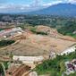 Kementerian PUPR telah merampungkan konstruksi Bendungan Ciawi di Kabupaten Bogor, Jawa Barat. Bendungan kering (dry dam) ini jadi bagian dari rencana induk sistem pengendalian banjir. (Dok Kementerian PUPR)