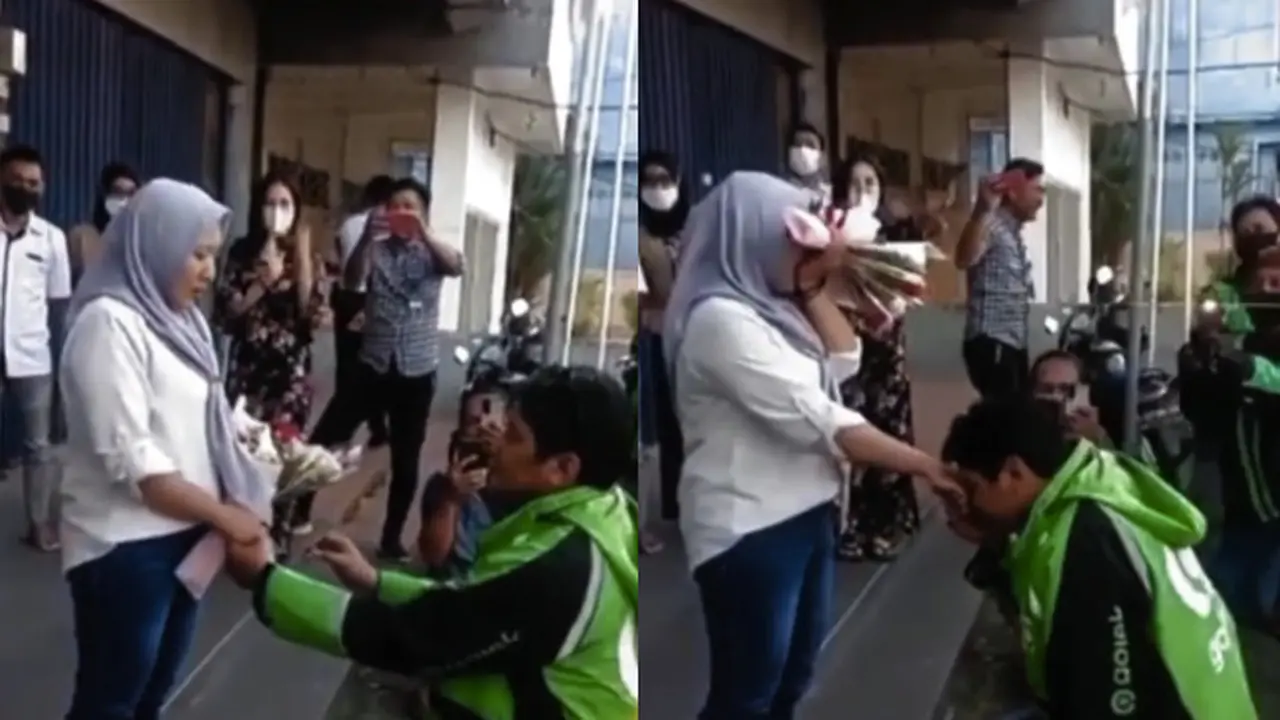 Viral Driver Ojol Lamar Kekasih Di Keramaian, Romantis Bikin Iri Warganet